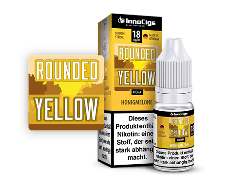 InnoCigs Rounded Yellow Honigmelone E-Liquid, 18mg/ml, 10ml Flasche, Made in Germany, Nikotinstärke, aromatisches Honigmelonen-Dampferliquid, ideal für E-Zigaretten, intensiv und süßlich.