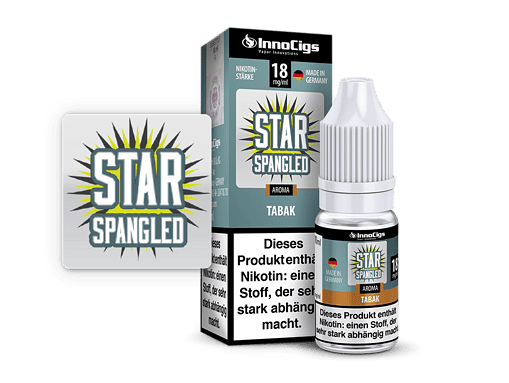 InnoCigs STAR Spangled E-Liquid, Tabak Geschmack, 10ml Flasche, Nikotinstärke 18mg/ml, MADE IN GERMANY, aromatischer Tabak mit stark abhängigmachender Wirkung.
