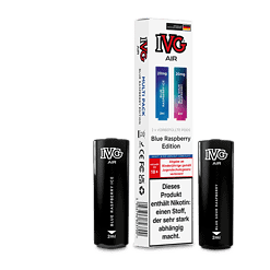 Blue Raspberry IVG Air E-Shisha Pods, 2er-Pack, inklusive Verpackung, belebt mit 20mg Nikotin, ideal für Dampfer, enthält Nikotin, Geschmacksrichtung: Heidelbeere.