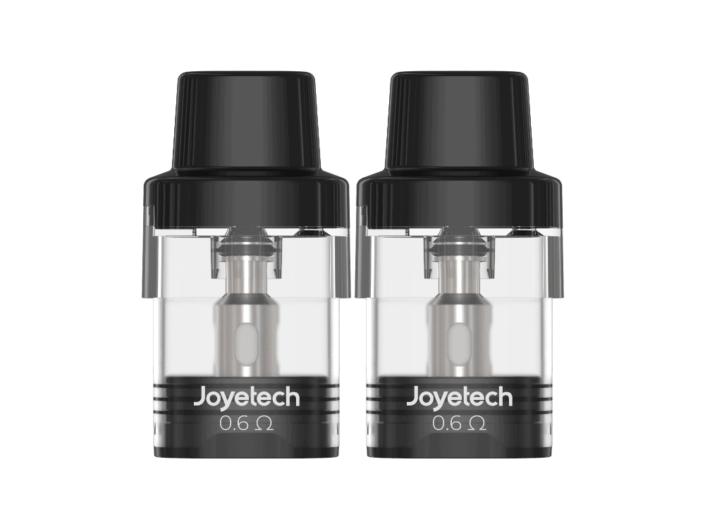 Joyetech EVIO M Pro Pod 1 Zwei Joyetech Verdampferköpfe, doppelter Blick, schwarze Verschlüsse, klare Transparenz, langlebig und kompatibel, ideal für E-Zigaretten.