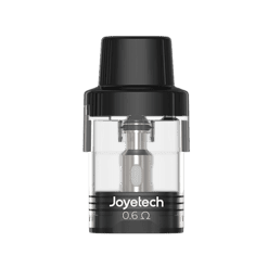 Joyetech EVIO M Pro Pod 3 Mini-Vaping-Renderer mit Joyetech Logo, schwarzem Mundstück und transparentem Tank, ideal für E-Zigaretten, 0,6Ω.