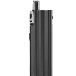 Modulares Vape-Gerät in Schwarz mit vertikalen Rillen, Edelstahl-Design, langlebig und stylisch. Perfekt für Einsteiger und Profis, kompakt und ergiebig für unterwegs.
