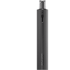 2. Hochwertiger elektronischer Zigarette mit schwarzem, gerilltem Design und Feuerknopf.