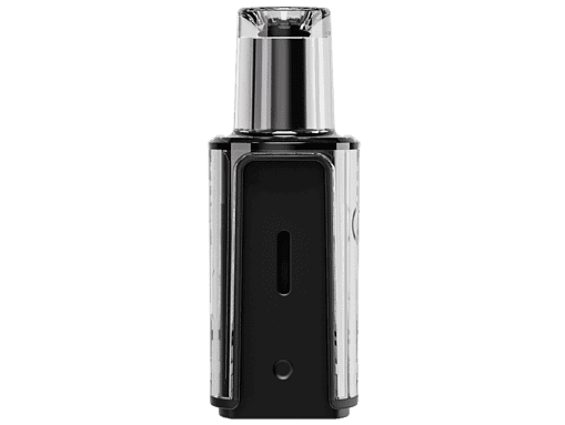JustFog GLENT Pod mit Head 5 2. Hochwertiger elektrischer Zigaretten-Vape, silber-schwarz mit transparentem Tank, modernes Design, für dampfen, bequem und einfach in der Handhabung.