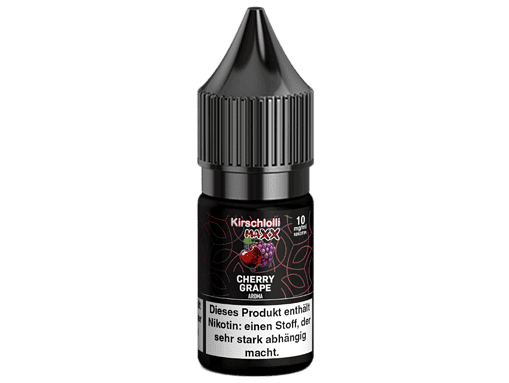 Kirsch-Lolli Maxx Nikotin Liquid, 10 mg/ml, für E-Zigaretten, "Cherry Grape" Aroma, 10 ml Flasche, intensiver Fruchtgeschmack, für erfahrene Dampfer geeignet.