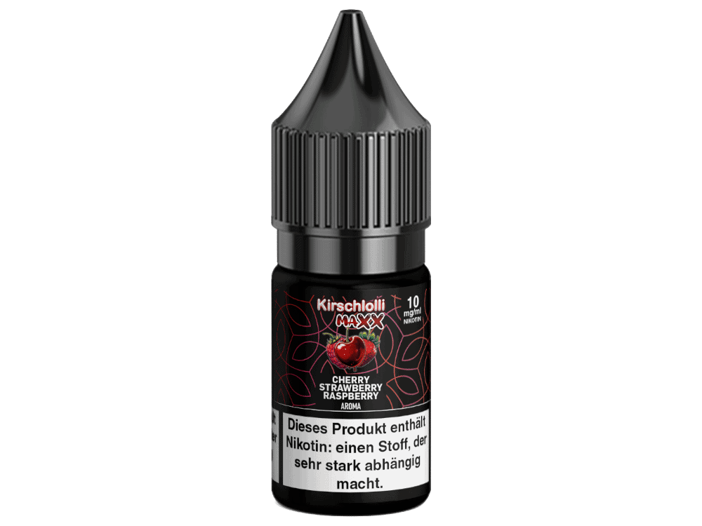Kirschlolli - Maxx - Cherry Strawberry Raspberry - Nikotinsalz Liquid 1 Kirschlolli MAXX E-Liquid Flasche mit Kirsch-Geschmack für E-Zigaretten, 10 ml, nikotinhaltig.