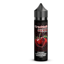 Fruchtige E-Liquid-Flasche mit Kirsch, Erdbeere und Himbeere, für den Vape Genuss.