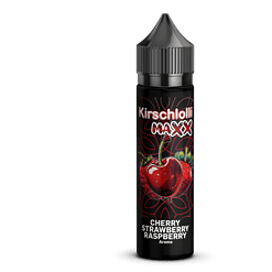 Kirschlolli MAXX E-Liquid Flasche mit Kirsch-, Erdbeer- und Himbeer-Geschmack für E-Zigaretten, Perfekt für Genuss und Aromawiedergabe.