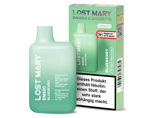 Loss Mary E-Zigarette Blueberry, kleines handliches Gerät mit Überzeugungsdesign und Nikotinwirkung, ideal für Raucher, die aufhören möchten, in angenehmer Blauergeschmack.
