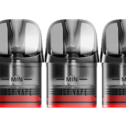 Nagelneue Vaping-Patronen in Schwarz mit rotem Button, kompatibel mit verschiedenen E-Zigaretten. Ideal für dampfende Genussmomente unterwegs. Hochwertige Materialien für sicheren Gebrauch. Lieferung im Dreier-Set.