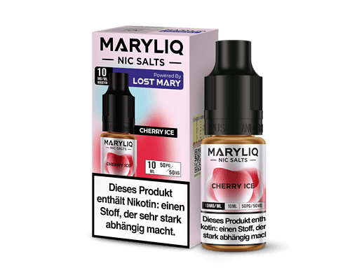 Entzündungsfreies E-Liquid mit Cherry Ice Geschmacksnote, 10 ml, nikotinfrei, für Dampf- und Vape-Geräte.