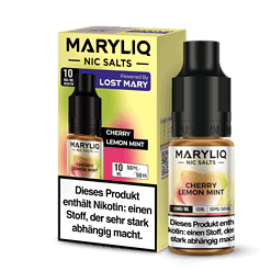 Maryliq Nic Salts Cherry Lemon Mint, 10 ml, mit Nikotin 10 mg/ml, für E-Zigaretten, Getränk mit Kirsch-, Zitrus- und Minzgeschmack, Verpackung im Karton, ideale Geschmacksrichtung, für Dampfer.