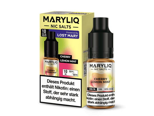 Maryliq Nic Salts Cherry Lemon Mint, 10 ml, mit Nikotin 10 mg/ml, für E-Zigaretten, Getränk mit Kirsch-, Zitrus- und Minzgeschmack, Verpackung im Karton, ideale Geschmacksrichtung, für Dampfer.