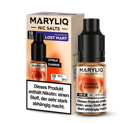 Marlyiq Nic Salts Citrus Sunrise, 10ml, Nikotin 10mg/ml, für E-Zigaretten, aromatisch, erfrischender Geschmack, nur für Erwachsene geeignet.