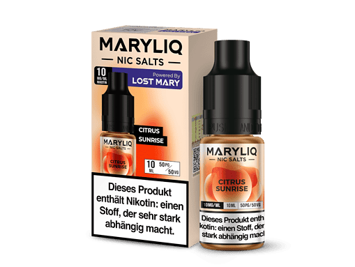 Marlyiq Nic Salts Citrus Sunrise, 10ml, Nikotin 10mg/ml, für E-Zigaretten, aromatisch, erfrischender Geschmack, nur für Erwachsene geeignet.