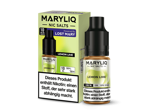 Nikotinsalz Lemon Lime, 10ml, mit 10mg/ml Nikotin, für E-Zigaretten, in praktischer Flasche, Geschmack Zitronenlimette.