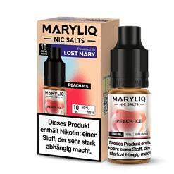 Maryliq nic salts peach ice flavor für E-Zigaretten, 10ml, Nikotin 10mg/ml, belebender Fruchtgeschmack, in schwarz und weiß Flasche, ideal für Dampfer.