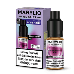 MARYLIQ NIC SALTS Triple Berry Ice e-Liquid, 10ml, nikotinhaltig, für E-Zigaretten, intensiver Beeren-Geschmack mit mentholischer Frische, ideal für Dampfer.