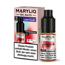 MARYLIQ NIC SALTS Wassermelone Eis Liquid mit Nikotin, 10ml Flasche, 50mg/ml.
