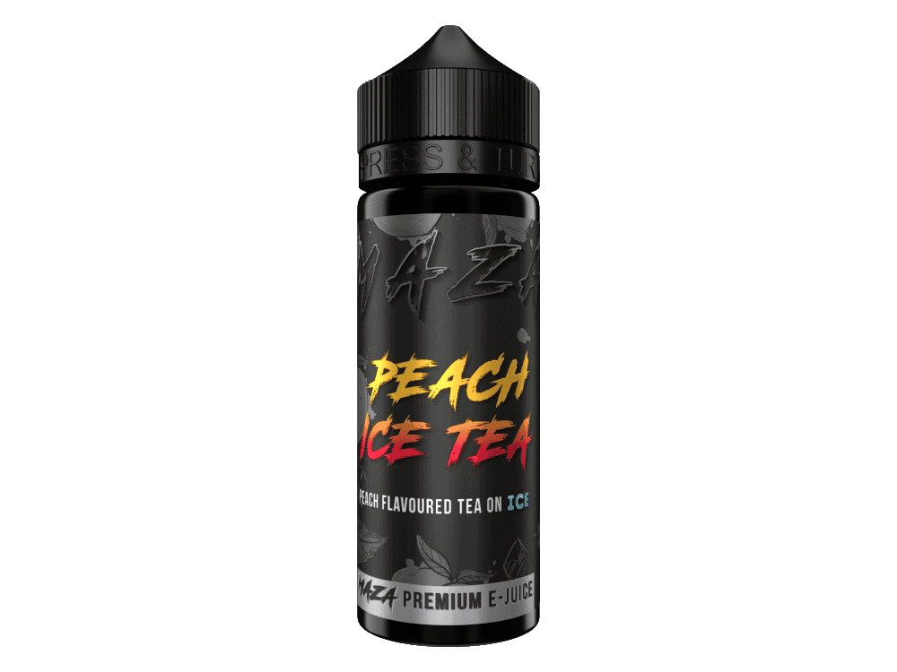 MaZa Peach Tea Longfill 1 Erfrischende Peach Ice Tea E-Liquid in ergonomischer Flasche für Dampfer, perfekt für kühle Geschmackserlebnisse.