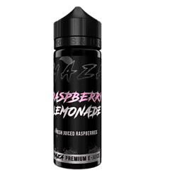 Azera Beutel mit Himbeer-Limette E-Liquid, schwarzes Flaschen-Design, aromatische Liquids für E-Zigaretten, hochwertiges E-Juice in trendigem Packaging.