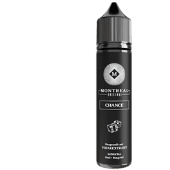 Glücksspiel Liquid 6ml, Montreal Original Chance, mit Tabakextrakt, für E-Zigaretten, Longfill, 0mg/ml, schwarzer Flaschenkopf, Vaping E-Liquid, Raucherentwöhnung, Aroma, Tabakgeschmack.
