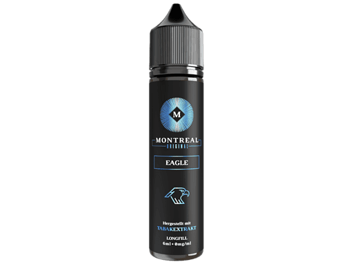 Montreal Original E-Liquid Flasche für E-Zigaretten, 6ml, mit Tabakextrakt, schwarzes Design, E-Liquid für Dampfer, Longfill, Nikotinfrei, Vape Zutat, E-Zigaretten Zubehör.