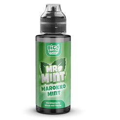 Erfrischende Mr. Mint Marokko Minze in praktischer Flasche, intensiver Geschmack mit Frische, ideal zum Kauen oder für Getränke.
