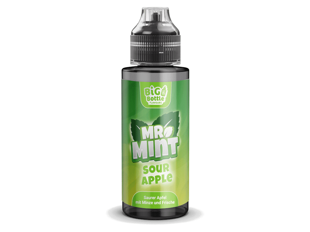 Big Bottle Mr. Mint Sour Apple 10 ml 1 Erfrischender E-Liquid Flasche mit Geschmack von Sauerapfel, Minze und Frische, für E-Zigaretten.