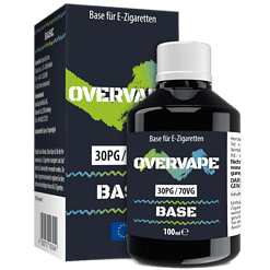 Overvap e-Zigaretten Basisflüssigkeit, 30ml, 70VG, für E-Zigaretten, nikotinfrei, ohne Nikotin, ideal zum selber Mischen, Dampf- und Geschmacksentwicklung, hochwertige Basisflüssigkeit für Dampfer.