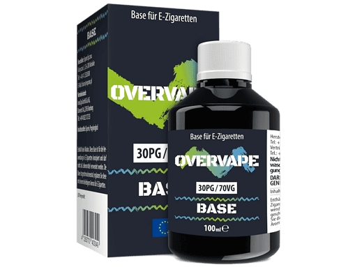 Overvap e-Zigaretten Basisflüssigkeit, 30ml, 70VG, für E-Zigaretten, nikotinfrei, ohne Nikotin, ideal zum selber Mischen, Dampf- und Geschmacksentwicklung, hochwertige Basisflüssigkeit für Dampfer.