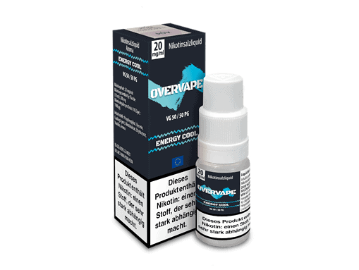 Nikotin Liquid ENERGY COOL Overvape, 20mg/ml, 50ml Flasche, US- und EU-konform, für E-Zigaretten und Liquids, mit stark abhängigkeitserzeugender Wirkung, hochwertiger Nikotingehalt.