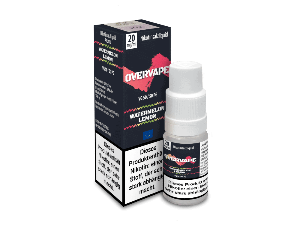 Overvape Watermelon Lemon Nikotinsalz Liquid 1 Nikotinsalzliquid ÜberVape Wassermelon Lemon, 20 mg/ml, 50 ml Flasche.