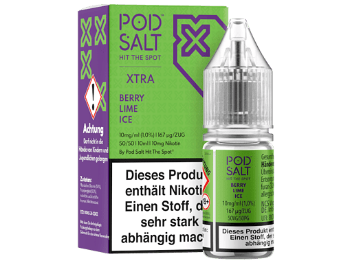 POD SALT XTRA Berry Lime Ice Nikotinsalz, 10ml Flasche, erfrischender Geschmack, für erwachsene Dampfer.
