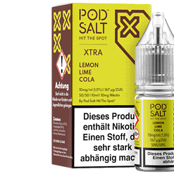 Knoblauchsalz mit Zitronenlimonade, 10 ml, für E-Zigaretten, Geschmack: Zitrone Limette Cola, Verpackung im praktischen 50/50 Verhältnis, nikotinhaltig, ideal zum Vape.