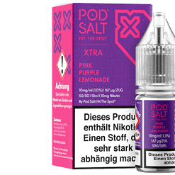 Pod Salt Pink Purple Lemonade E-Liquid, 10ml, nikotinfrei, aromatisiert für E-Zigaretten, intensiver Geschmack, für Dampfer geeignet, hergestellt in Deutschland.