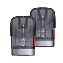 Uwell Pod-System, zwei kabellose Vaping-Pods in grauer Farbe, ideal für Einsteiger und erfahrene Dampfer, kompakt und einfach zu verwenden.