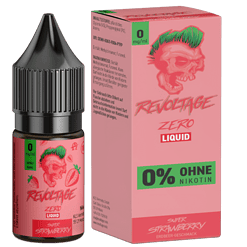 Revoltage Zero Liquid E-Liquid, 0mg/ml, fruchtiger Erdbeergeschmack.