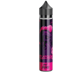 Knallpinkes Fläschchen mit Gothic-Girl und Skull-Kunst, E-Liquid Flasche für E-Zigaretten, Rebellion, Black Mango Geschmack, 60ml, Kunstvoll gestaltet, für Vape Fans, aromatisiertes Liquid, Originelles Design für E-Zigaretten.