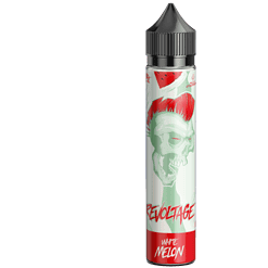 Schwarze E-Zigarette mit Grafik eines Totenkopfs und Wasser-Melonen-Design, ForcierteDüfte, Recoilage White Melon, 50ml Flasche, Funktionalität, Jugendstil, Vape, Aroma, Geschmack, Liquid, E-Liquid.