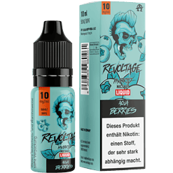 Saftflasche mit Skull-Design, für E-Zigaretten, in blau und schwarz, mit 10 mg/ml Nikotingehalt.