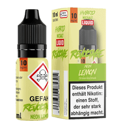 Neon Lemon E-Liquid in Flasche und Verpackung, 10ml, Nikotin-Stärke 10mg/ml, auffälliges Design, für E-Zigaretten, Erfrischender Zitronen-Geschmack, geeignet für Dampfer, für den sicheren Gebrauch.