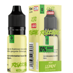 Revolution Zero Liquid Neon Lemon, nikotinfreie E-Liquid-Flasche mit 10 ml, für E-Zigaretten, zitroniger Geschmack, geeignet für Dampfer, in grüner Verpackung, mit kindersicherem Verschluss, für DAS perfekte Dampferlebnis.