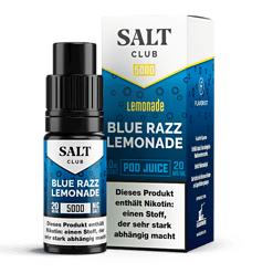 Salt Club Blue Razz Lemonade E-Liquid Flasche und Packung, 20 mg/ml, für E-Zigaretten, nikotinhaltig, belebender Geschmack.