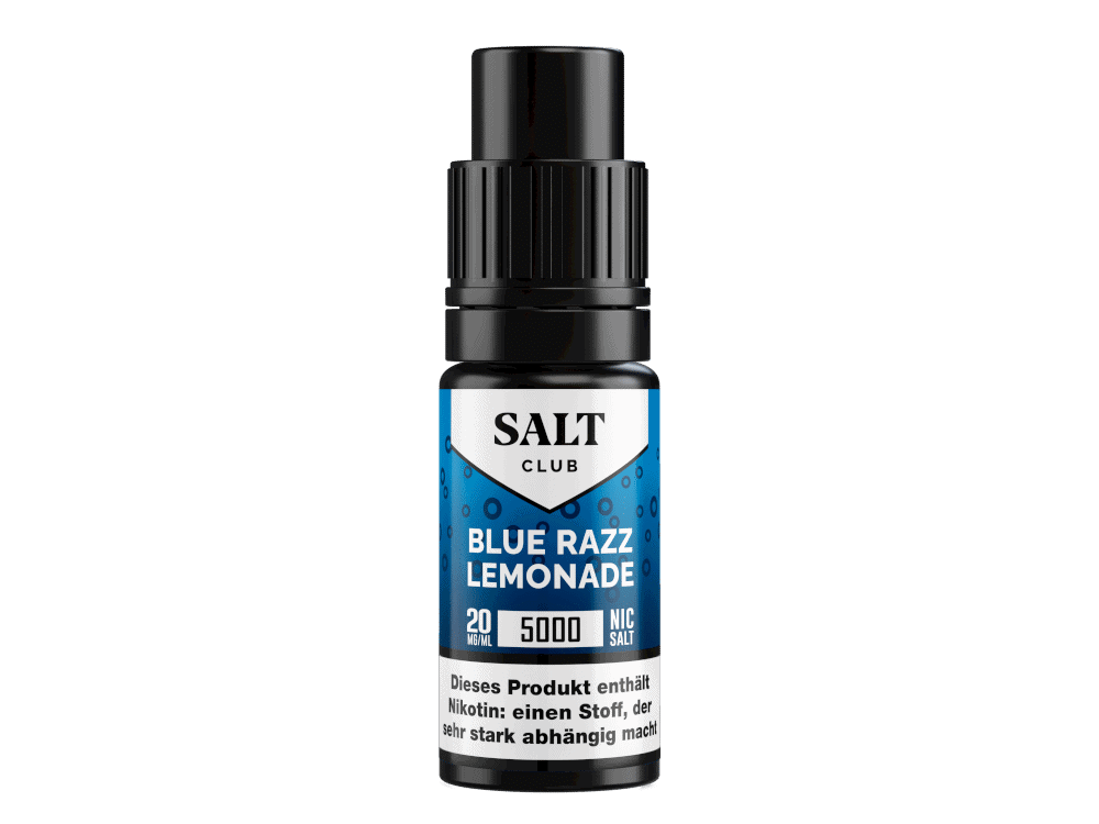 Salt Club - 5000 - Blue Razz Lemonade Nikotinsalz Liquid 2 Blue Razz Lemonade Nikotinsalz E-Liquid in 20 mg/ml, 5000 Nic Salt, aromatisches E-Liquid mit blauer Beeren-Limetten-Geschmacksnote.