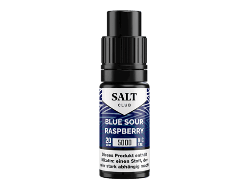 Salt Club - 5000 - Blue Sour Raspberry Nikotinsalz Liquid 2 Blauer Vape-Nikotin-Liquid-Flasche mit Raspberry-Geschmack für E-Zigaretten.