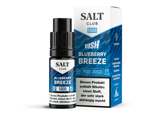 Salz Club Blueberry Breeze E-Liquid, 20mg/ml, 10ml Flasche, Nikotinfrei.