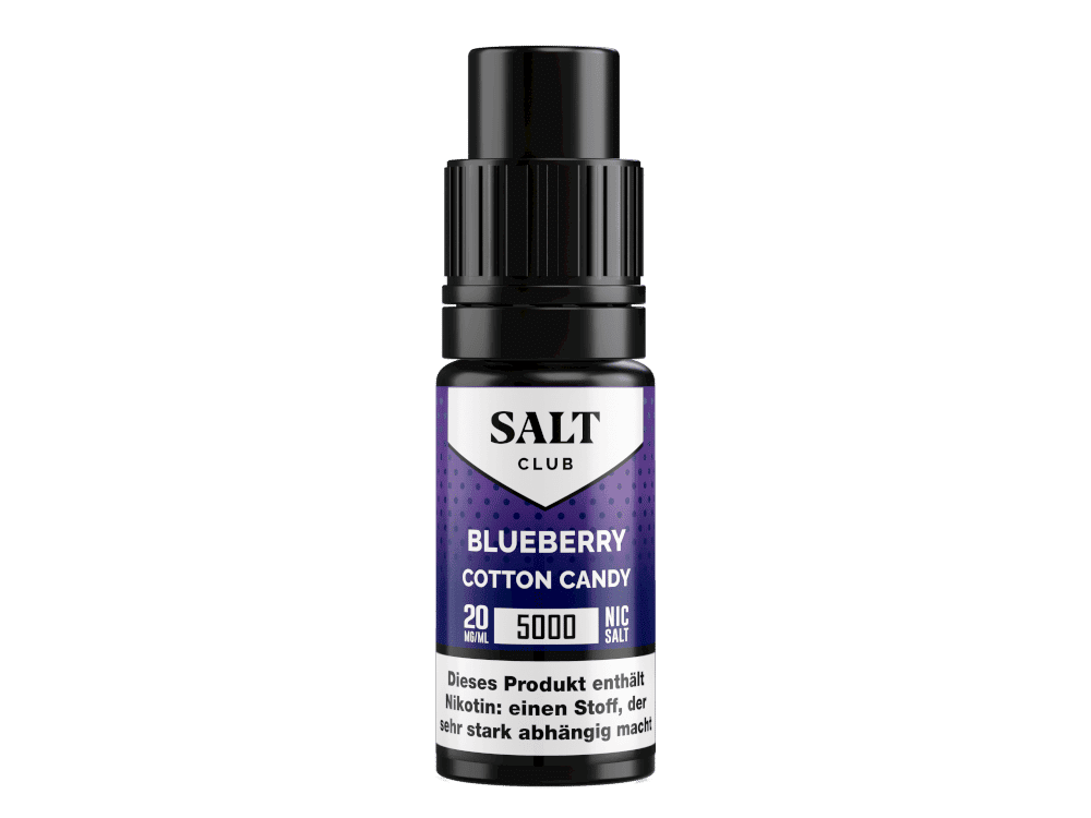 Salt Club - 5000 - Blueberry Cotton Candy Nikotinsalz Liquid 2 Blau-weißer Salt Club Blueberry Cotton Candy E-Liquid für E-Zigaretten, Nikotingehalt 20 mg/ml, 5000 puffs, flavoring mit Beeren- und Zuckergeschmack, ideal für Dampfer.
