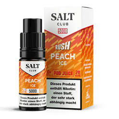 Peach Ice E-Liquid Flasche mit Nikotin 20 mg/ml, für Vape, im Verpackungskarton.