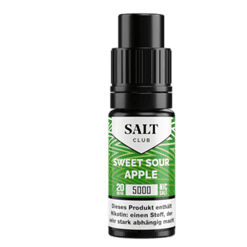 Sa Salt Club Sweet Sour Apple Nikotinsalz Liquid, 20ml Flasche, Geschmack: Süßer saurer Apfel, ideal für Aroma- und Nikotininhalt, 5000 mg Nikotin, perfekt für E-Liquid-Dampfer.
